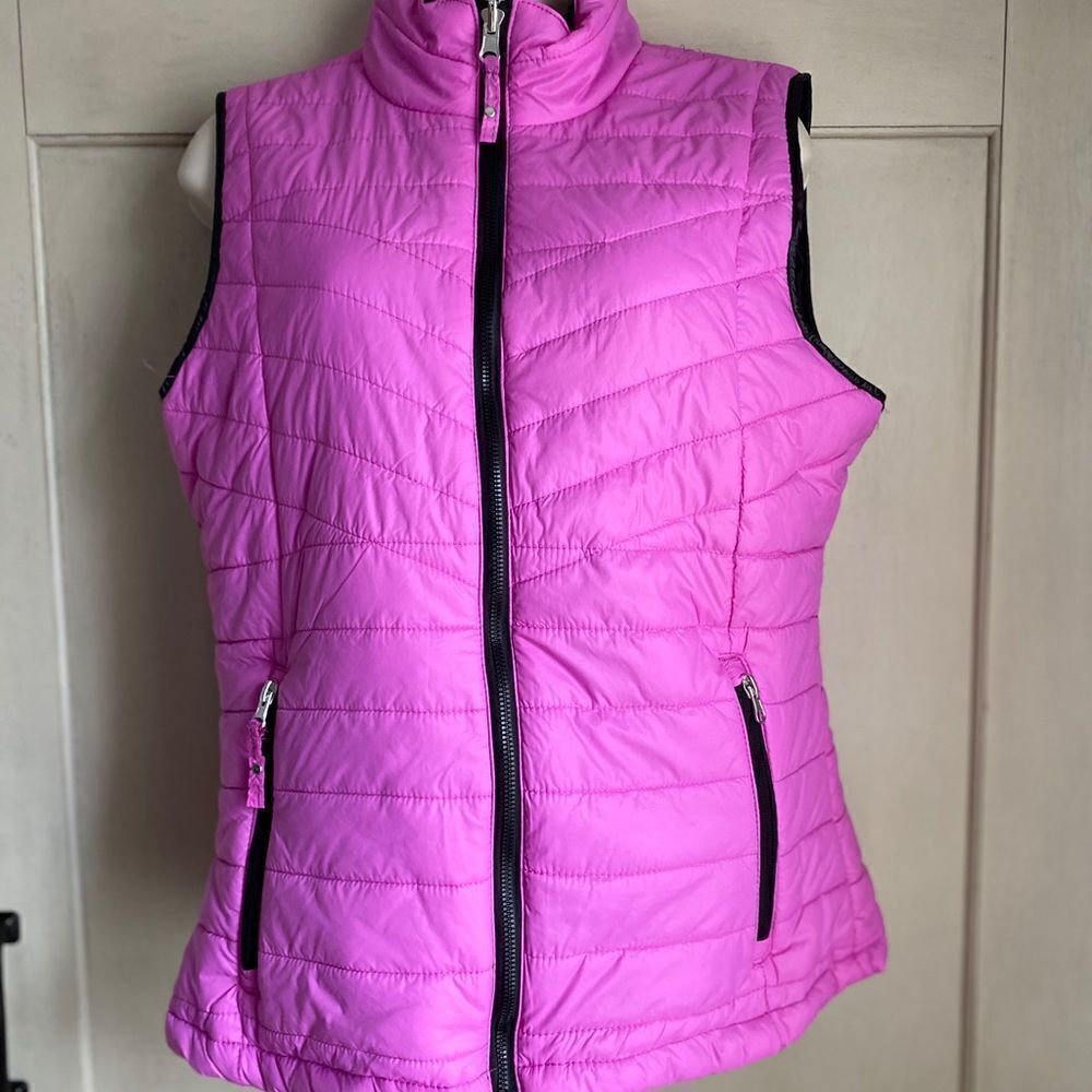❄️ SALE❄️ Hot Pink Purple Quilted Zip Up Vest Med - Picture 2 of 7